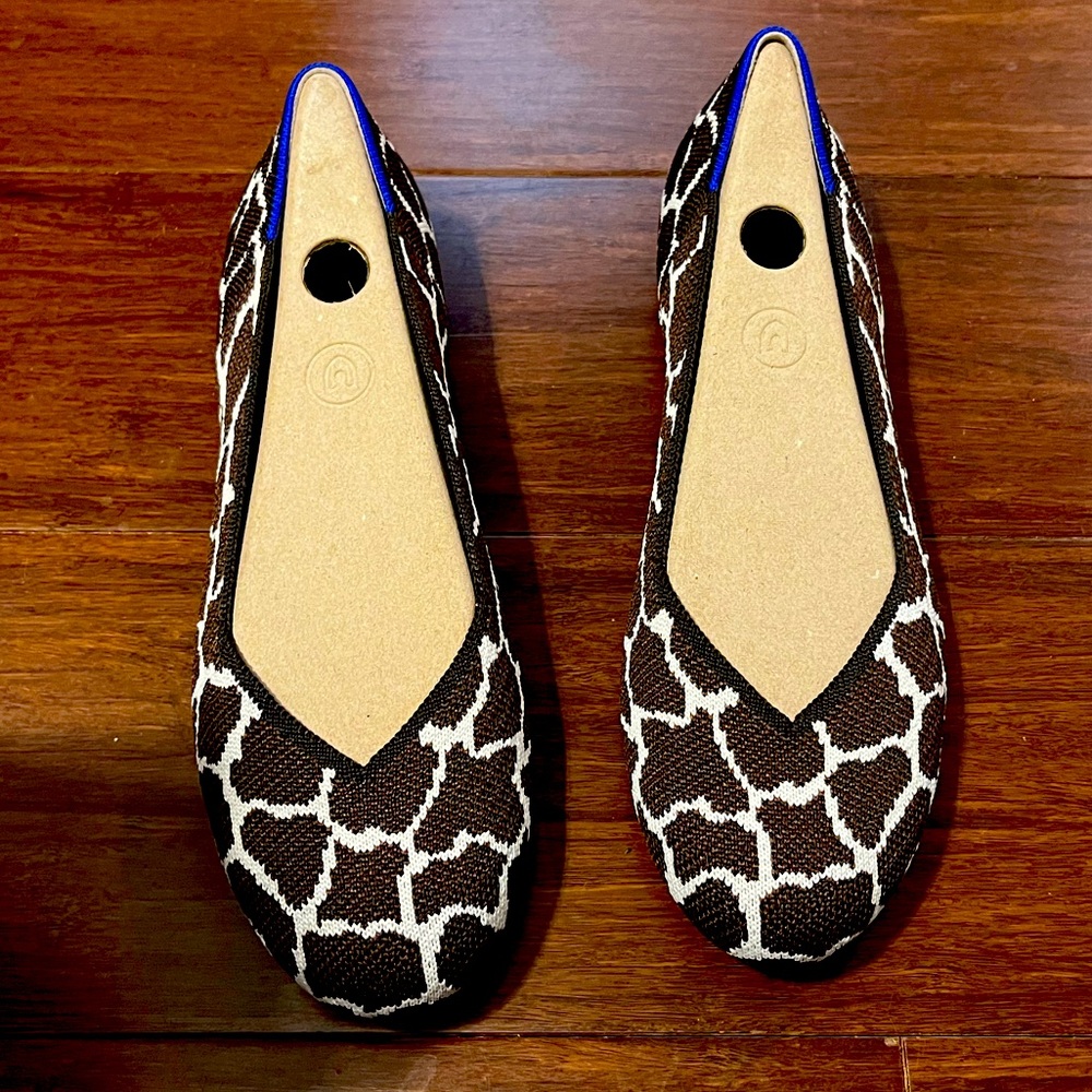 Rothy’s ballet flats, NWT, 7.5, giraffe pattern